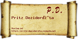 Pritz Dezideráta névjegykártya